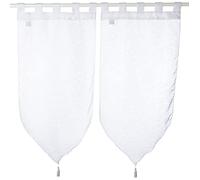 Douceur d'Intérieur 2 Net 2 Cortinas de Gasa 45/90 con Estampado de Lunares de Color Blanco, Tela, 90 x 45 x 90 cm