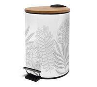 Douceur d'Intérieur Amber - Cubo de basura, con pedal, 3 L, metal estampado y bambú