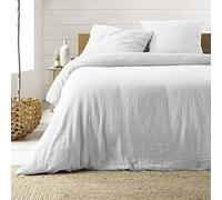 Douceur d'Intérieur Angelia - Juego de 3 Piezas (240 x 220 cm), Color Blanco, 1 Cara de algodón y 1 Cara de Gasa de algodón