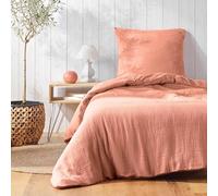 Douceur d'Intérieur Juego de Cama Angélia – 2 piezas 140 x 200 cm Gasa de algodón Rosa