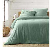Douceur d'Intérieur Angelia - Juego de Cama, con 3 Piezas, 240 x 220 cm, Salvia, Gasa de algodón