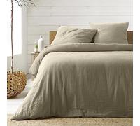 Douceur d'Intérieur Angelia - Juego de Cama, con 3 Piezas, 260 x 240 cm, Arena, Gasa de algodón