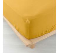 Douceur d'intérieur Angelia - sábana Bajera (160 x 200 cm) Amarilla, Gasa de algodón