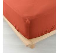 Douceur d'intérieur Angelia - sábana Bajera (160 x 200 cm) Terracota, Gasa de algodón