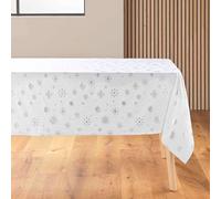Douceur d'Intérieur Astrelia - Mantel Rectangular (140 x 240 cm) Blanco/Plata, Microfibra Estampada