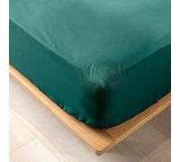 Douceur d'Intérieur Biolina Emeraude - Sábana Bajera (160 x 200 cm, 100% algodón, orgánico), Color Verde