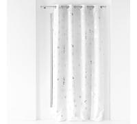 Douceur d'Intérieur Bloomy - Cortina con Ojales (140 x 280 cm) Plateado y Blanco, poliéster Estampado Metalizado