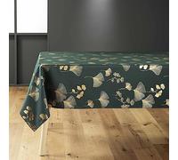 Douceur d'Intérieur Bloomy - Mantel, Rectangular, 150 x 240 cm, Verde y Dorado, poliéster Estampado Metalizado