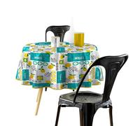 Douceur d'Intérieur citronnade - Mantel Redondo (160 cm de diámetro), PVC Estampado