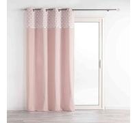 Douceur d'Intérieur - Cortina con Ojales (140 x 240 cm, algodón Liso, con Top Estampado, Metallise, Color Rosa