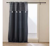 Douceur d'Intérieur Cortina con Ojales (140 x 240 cm) Everest Antracita, Algodón/Poliéster con Top