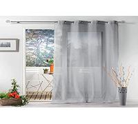 Douceur d'Intérieur - Cortina con Ojales (140 x 280 cm, Efecto Lino, Tejido zazy, Color Gris