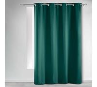 Douceur d'Intérieur, Cortina Opaca con Ojales, 135 x 240 cm, Color Verde Esmeralda
