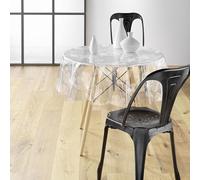 Douceur d'Intérieur danela - Mantel Cristal Redondo (140 cm de diámetro) Blanco, PVC Estampado 14/100e