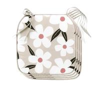 Douceur d'Intérieur Darcy - Juego de 4 Cojines de Silla (38 x 38 x 1,8 cm) Natural, Microfibra Estampada