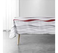 Douceur d'Intérieur d'intérieur Ondulys - Mantel Rectangular, 150 x 240 cm, Color Blanco y Rojo
