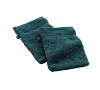 Douceur d'Intérieur Elegance - 2 Guantes de baño (15 x 21 cm) Azul, 100% algodón Liso