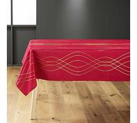Douceur d'Intérieur Elona - Mantel, Rectangular, 150 x 300 cm, Rojo y Dorado, poliéster Estampado Metalizado