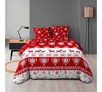 Douceur d'Intérieur Floconette - Juego de Cama de 3 uds. (240 x 220 cm) Franela y Microfibra en Estampado Integral