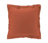DOUCEUR D'INTERIEUR Funda de Almohada con Volante Plano, 63 x 63 cm, percalina, Terracota