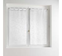 Douceur d'Intérieur Haltona - Par de Cortinas pasantes, Rectas, Efecto Lino Tejido, 120 x 60 cm, poliéster, Blanco, 120 x 60 cm
