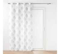 Douceur d'Intérieur indila - Visillo con Ojales (140 x 240 cm) Blanco, Efecto Lino Tejido Estampado