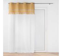 Douceur d'Intérieur janara - Visillo con Ojales (140 x 240 cm) Ocre, Velo sablé con Parte Superior de polialgodón y Yute