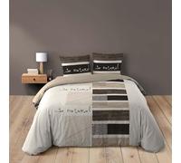 douceur d'Intérieur Juego de 3 piezas de Interior Softness So Natural, estampado de 42 hilos en toda la prenda, algodón, 1 funda de edredón de 260 x 240 cm y 2 fundas de almohada de 63 x 63 cm