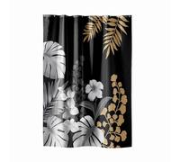 douceur d'intérieur Kelly - Cortina de ducha, con ganchos, 180 x 200 cm, negro, poliéster estampado