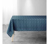 Douceur d'Intérieur, Mantel Rectangular 145 x 240 Cm Azul, Poliéster Impreso, Manuela
