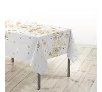 Douceur d'Intérieur, Mantel Rectangular (150 x 240 cm) Constellation Blanco/Oro, Poliéster Impreso Metálico