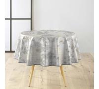 Douceur d'Intérieur, Mantel Redondo (Ø 160 cm) Coconut Gris, PVC Impreso Metalizado