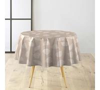 Douceur d'Intérieur - Mantel Redondo (Ø 160 cm) - Hojas Blancas, PVC Textilia