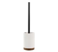 Douceur d'Intérieur Niagara - escobilla de baño (diámetro 9,1 x 38,5 cm) Blanca, poliresina y Acacia