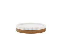 Douceur d'Intérieur Niagara - jabonera (diámetro 14 x 9,5 x 2,8 cm) Blanca, poliresina y Acacia