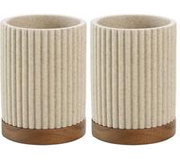 Douceur d'Intérieur Niagara - Vaso (diámetro 8 x 10,8 cm) Natural, poliresina y Acacia (Paquete de 2)