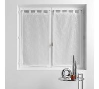 Douceur d'Intérieur Olympia - Par de visillos, con Trabillas, 2 x 60 x 90 cm, Bordados, Arena, Blanco