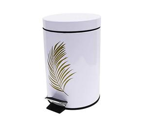 Douceur d'Intérieur ORBELLA Pedal, Metal, Blanco/Dorado, Poubelle