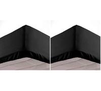 douceur d'intérieur Oscar - Sábana Bajera (90 x 190 cm) Negro, Microfibra, Lisa (Paquete de 2)