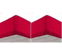 douceur d'intérieur Oscar - Sábana Bajera (90 x 190 cm) Rojo, Microfibra, Lisa (Paquete de 2)