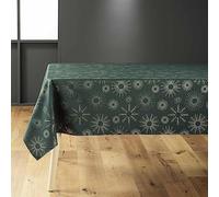 Douceur d'Intérieur Pampille - Mantel, Rectangular, 150 x 240 cm, Verde y Dorado, poliéster Estampado Metalizado