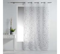 Douceur d'Intérieur Panel con Ojales, 140 x 240 cm, Vela de Arena Bordada, pequeña Flor Blanca/Gris