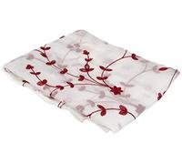 Douceur d'Intérieur, Par Recto pasante de 2 x 60 x 120 cm, con Visillo Bordado, diseño de pequeñas Flores, Color Blanco/Rojo.