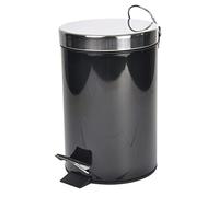 Douceur d'Intérieur Poubelle Metal 3L Coloris Uni, Negro, 17 cm