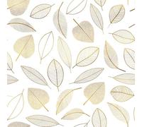 Douceur d'Intérieur - Rollo de Mantel de PVC (1,4 m x 15 m), PVC Impreso Metalizado 60/100E, Hoja, Oro