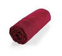 Douceur d'Intérieur Sábana Bajera de algodón para Cama de Matrimonio, 160 x 200 cm, Burdeos