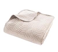Douceur d'Intérieur Solange - Juego de Colcha (220 x 240 cm) y 2 Fundas de Almohada (60 x 60 cm), Color Natural, Terciopelo Liso