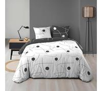 Douceur d'Intérieur Sonate - Juego de Cama de 3 Piezas Reversible (240 x 220 cm), Microfibra Estampada