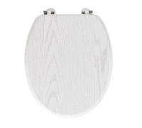 Douceur d'Intérieur strata - Tapa de váter con bisagras de Metal (37,5 x 46 cm) Blanca, MDF con Efecto Madera