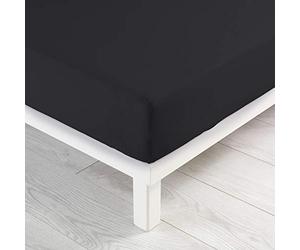 Douceur d'Intérieur Suave Interior, sábana Bajera (160 x 200 cm) Jersy carbón, 100% algodón